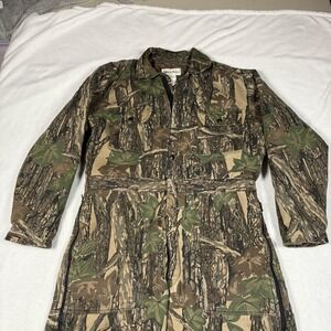 Vintage Gander Mountain Coveralls Mens Large Brown TreBark Camo Hunting 90s